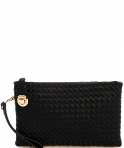 Fashion Woven Clutch Crossbody Bag WU042 CHARCOAL GY